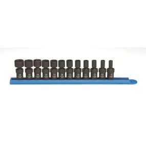 12 PIece 1/4" Drive 6 Point Metric Universal Impact Socket Set KDT84905