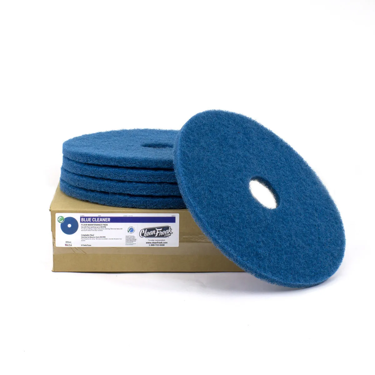 14" Blue Medium Duty Floor Scrubbing Pads - Case of 5