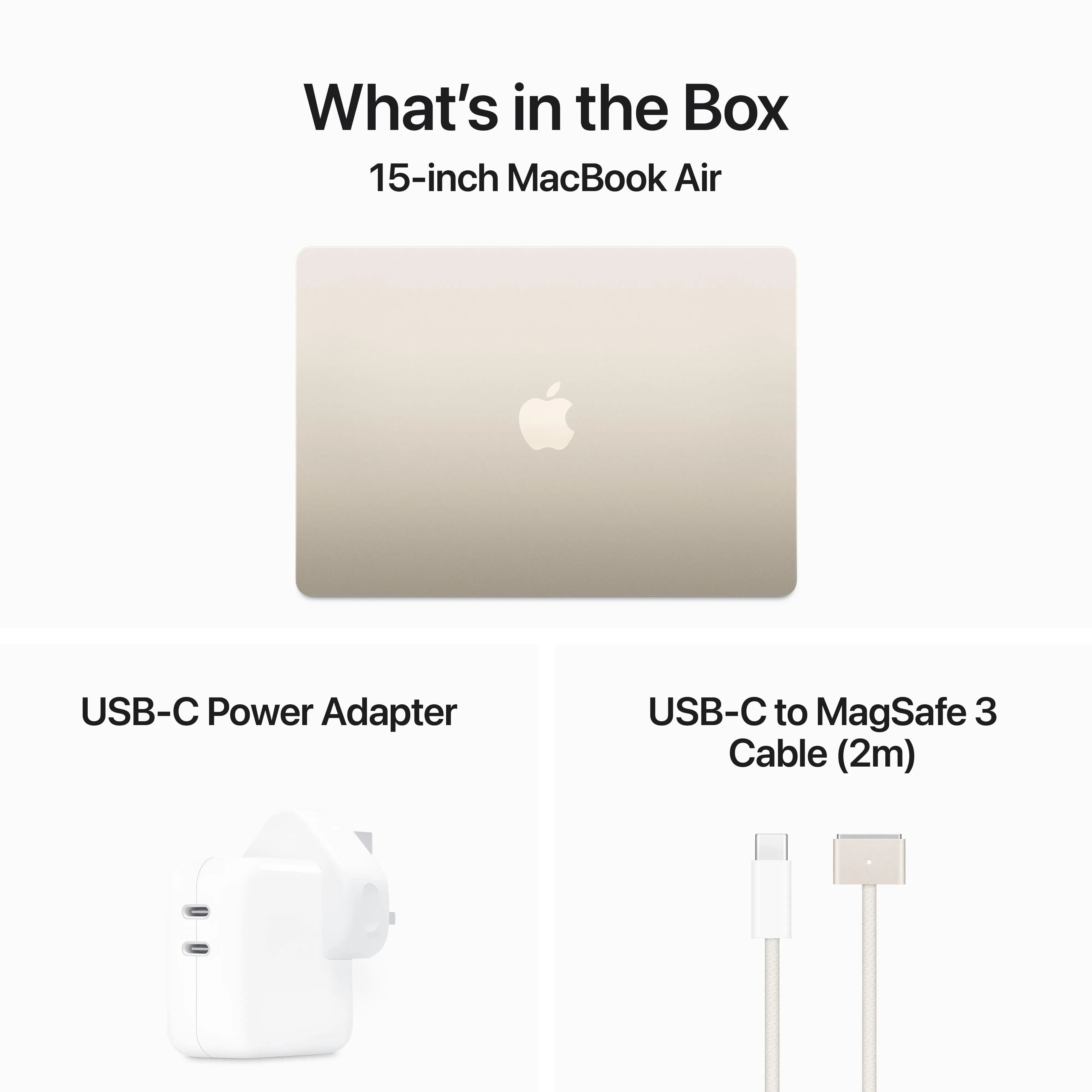 15-inch MacBook Air: Apple M3 chip with 8‑core CPU and 10‑core GPU, 256GB SSD - Starlight