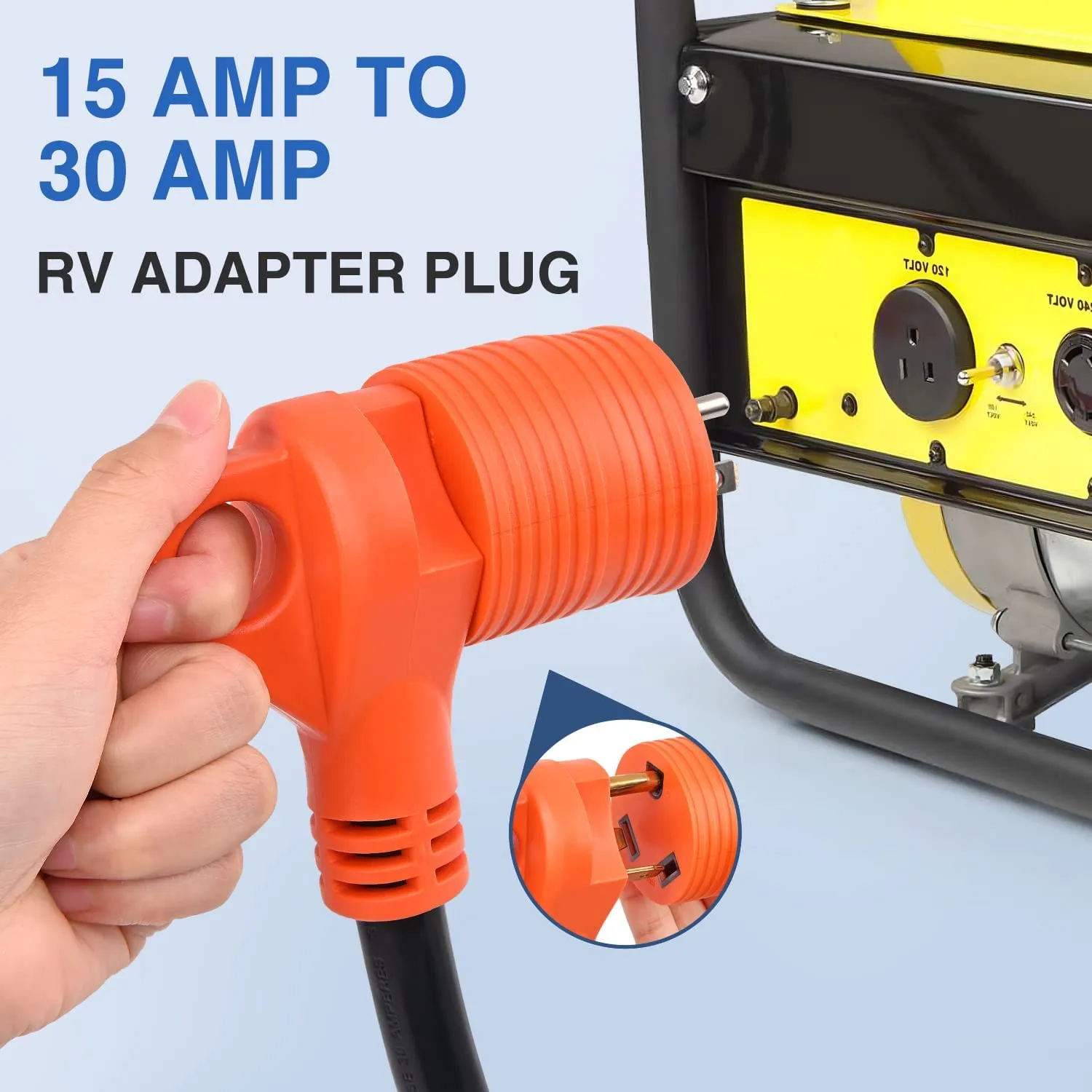 15Amp Male to 30Amp Female RV Power Adapter