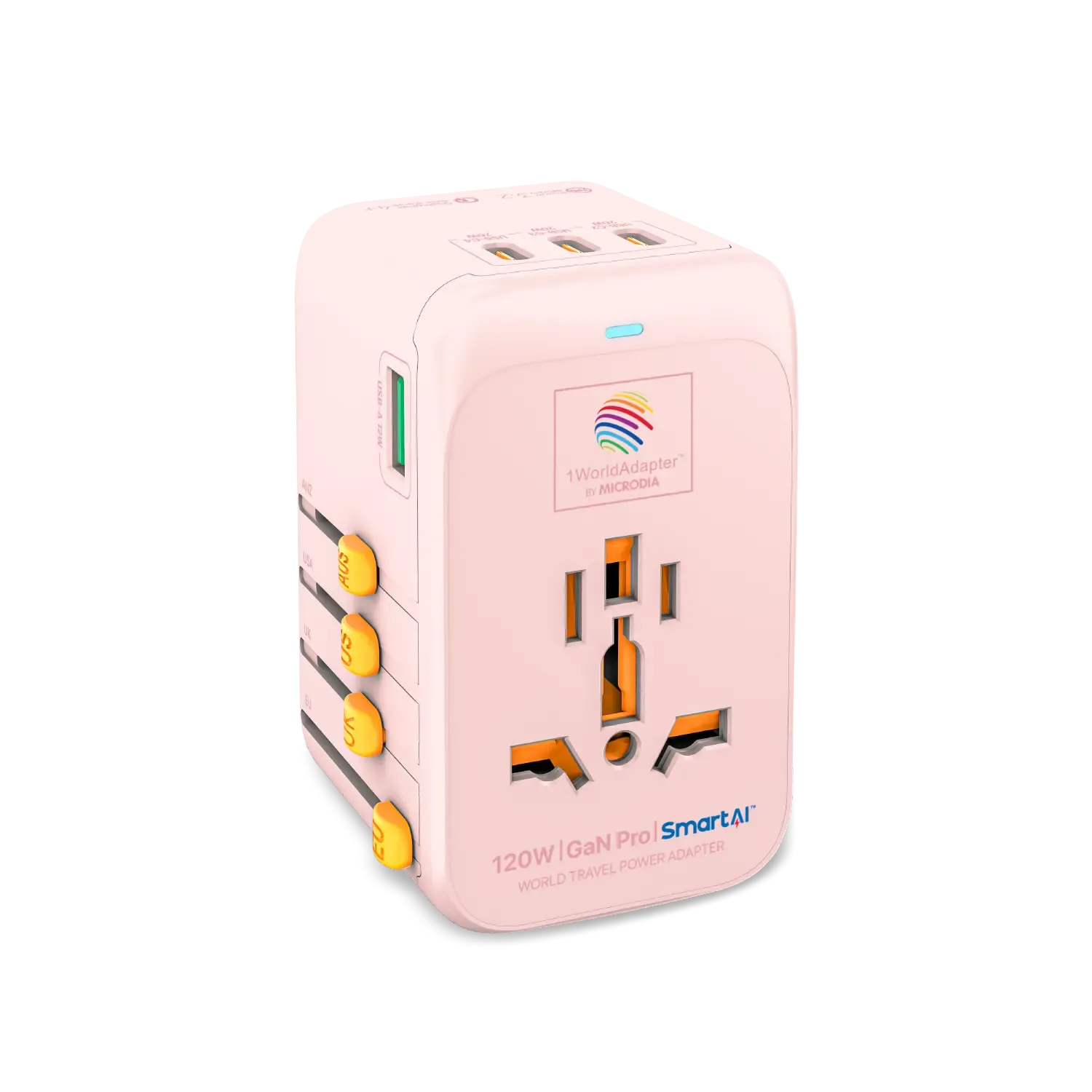 1WorldAdapter™ PD120W GaN Pro™ with 4 x USB-C PD3.2 & USB-A QC4  PPS Fast Charging