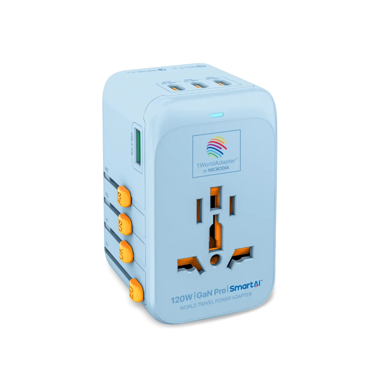 1WorldAdapter™ PD120W GaN Pro™ with 4 x USB-C PD3.2 & USB-A QC4  PPS Fast Charging