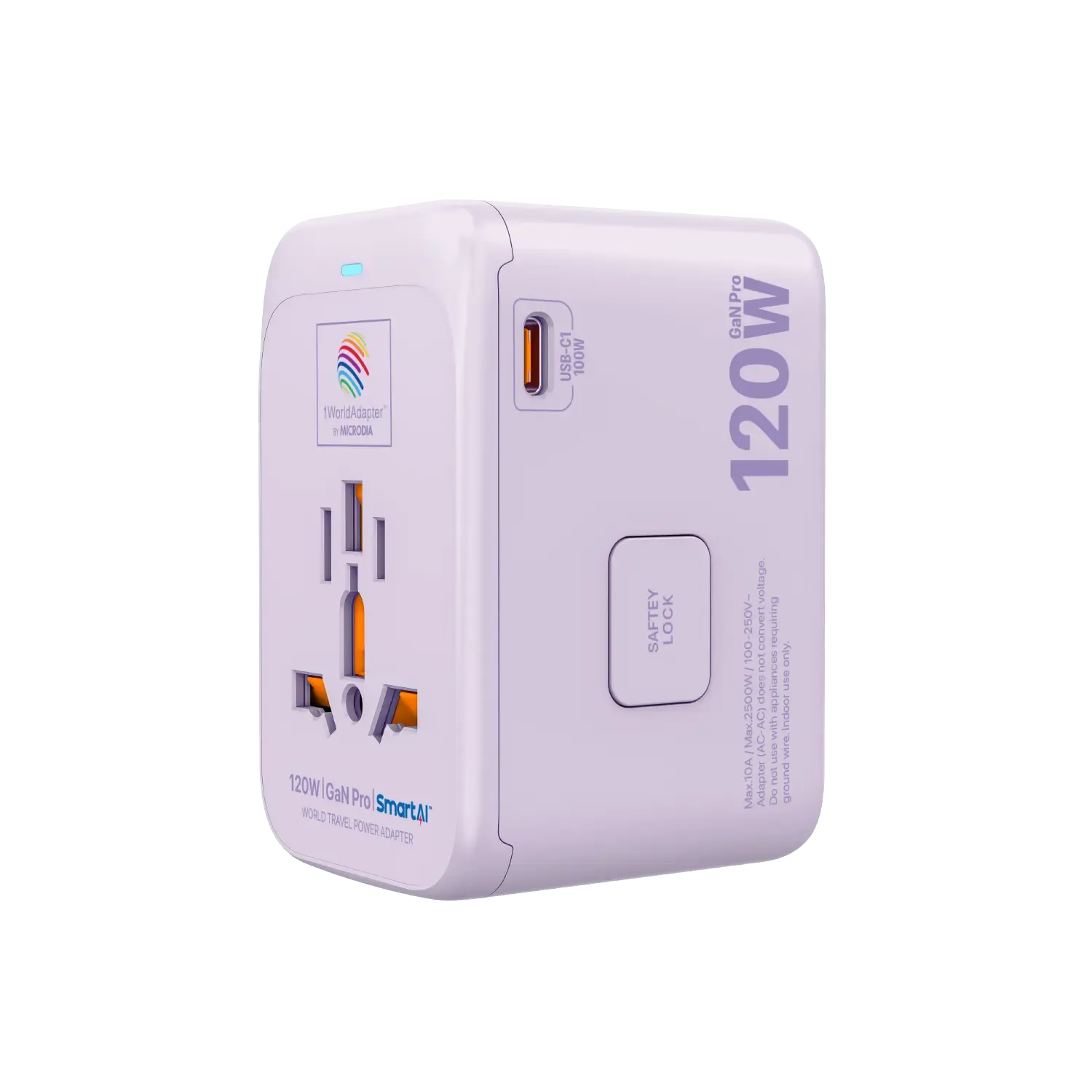 1WorldAdapter™ PD120W GaN Pro™ with 4 x USB-C PD3.2 & USB-A QC4  PPS Fast Charging