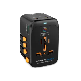 1WorldAdapter™ PD45W GaN Pro™ with 3 x USB-C PD3.2 & USB-A QC4  PPS Fast Charging
