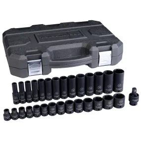 29 Piece 3/8" Drive 6 Point Metric Standard/Deep Impact Socket Set KDT84925N