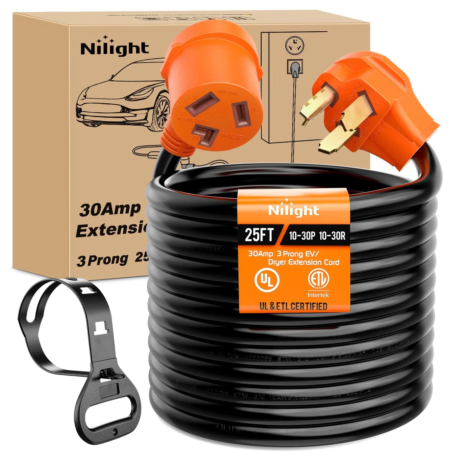 30 Amp 25FT 3 Prong EV Dryer Extension Cord