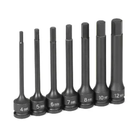 3/8" Dr. 7 Pc.  4" Length Metric Hex Driver Set GRE1247MH