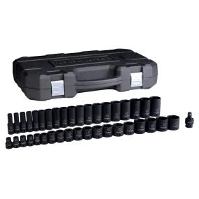 39 Piece 1/2" Drive 6 Point SAE Standard/Deep Impact Socket Set
