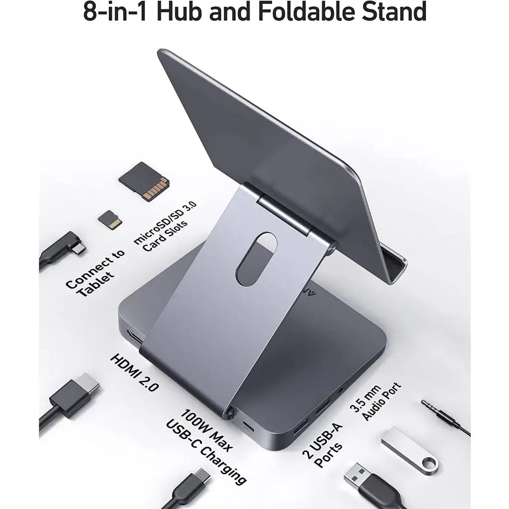 551 USB-C Hub (8-in-1, Foldable Tablet Stand) Adapter A8387
