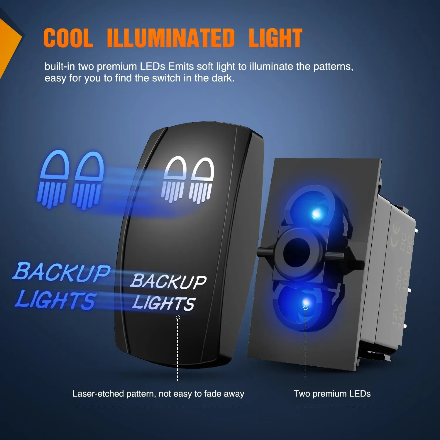 5Pin Laser On/Off SPST Backup Lights Rocker Switch Blue