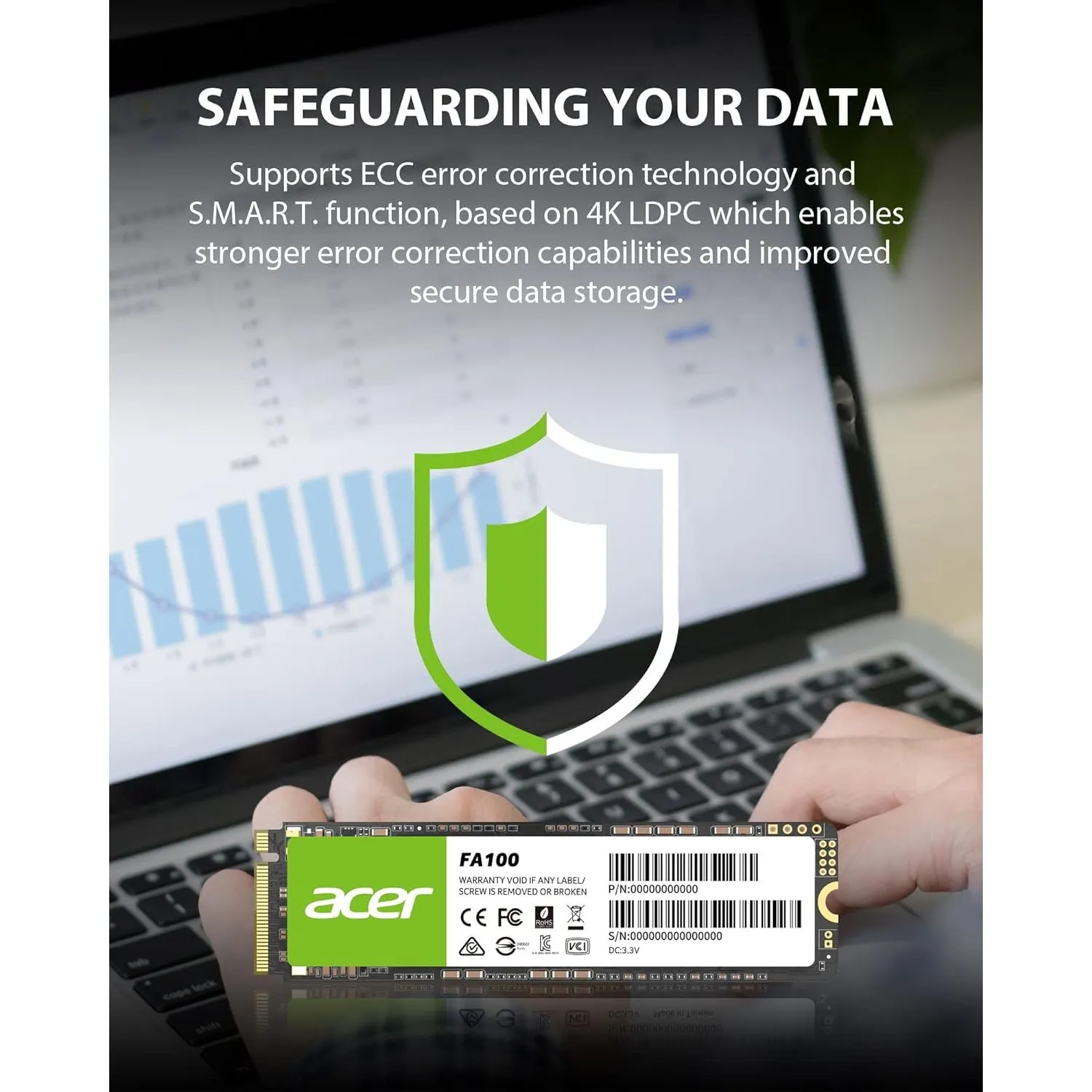 Acer FA100 NVMe SSD 1TB, M.2 2280 PCIe 3.0, Read Speed Up to 3500 MB/s, Internal PC Solid State Drive with SLC Cache for Laptop and Desktop Upgrade - BL.9BWWA.120