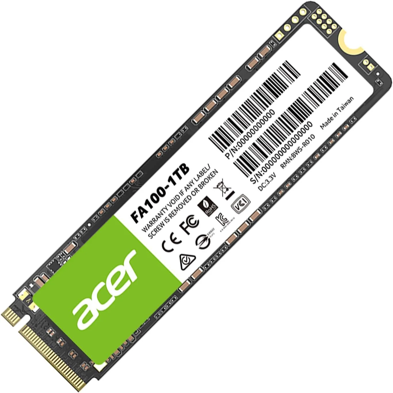 Acer FA100 NVMe SSD 1TB, M.2 2280 PCIe 3.0, Read Speed Up to 3500 MB/s, Internal PC Solid State Drive with SLC Cache for Laptop and Desktop Upgrade - BL.9BWWA.120