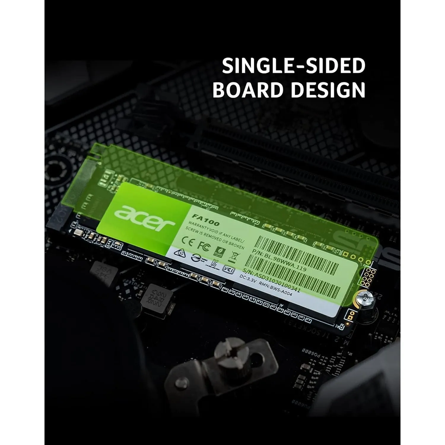 Acer FA100 NVMe SSD 1TB, M.2 2280 PCIe 3.0, Read Speed Up to 3500 MB/s, Internal PC Solid State Drive with SLC Cache for Laptop and Desktop Upgrade - BL.9BWWA.120