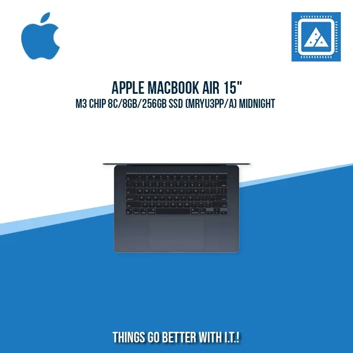 APPLE MACBOOK AIR 15" M3 CHIP 8C/8GB/256GB SSD (MRYU3PP/A) | BEST FOR CORPORATES AND FREELANCER LAPTOP