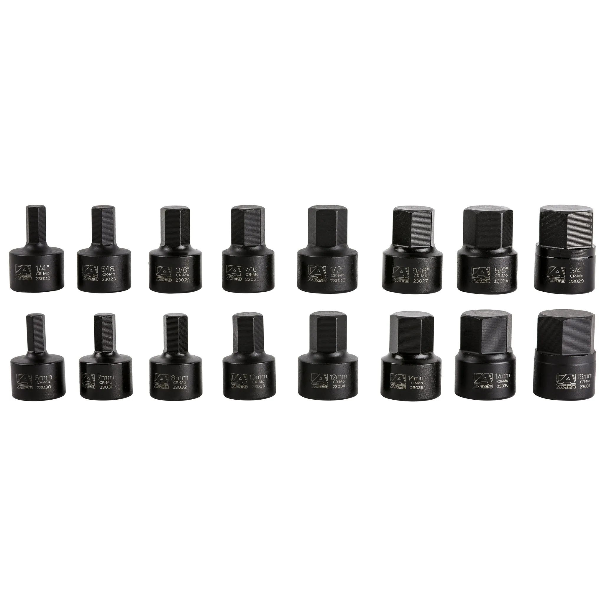 ARES 23021 - 16-Piece Stubby Impact SAE and Metric Hex Bit Socket Set