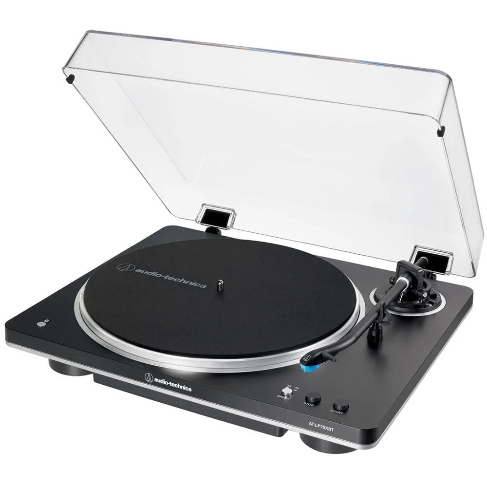 Audio Technica AT-LP70XBT Fully Automatic Bluetooth Wireless Belt Drive Turntable Black Silver