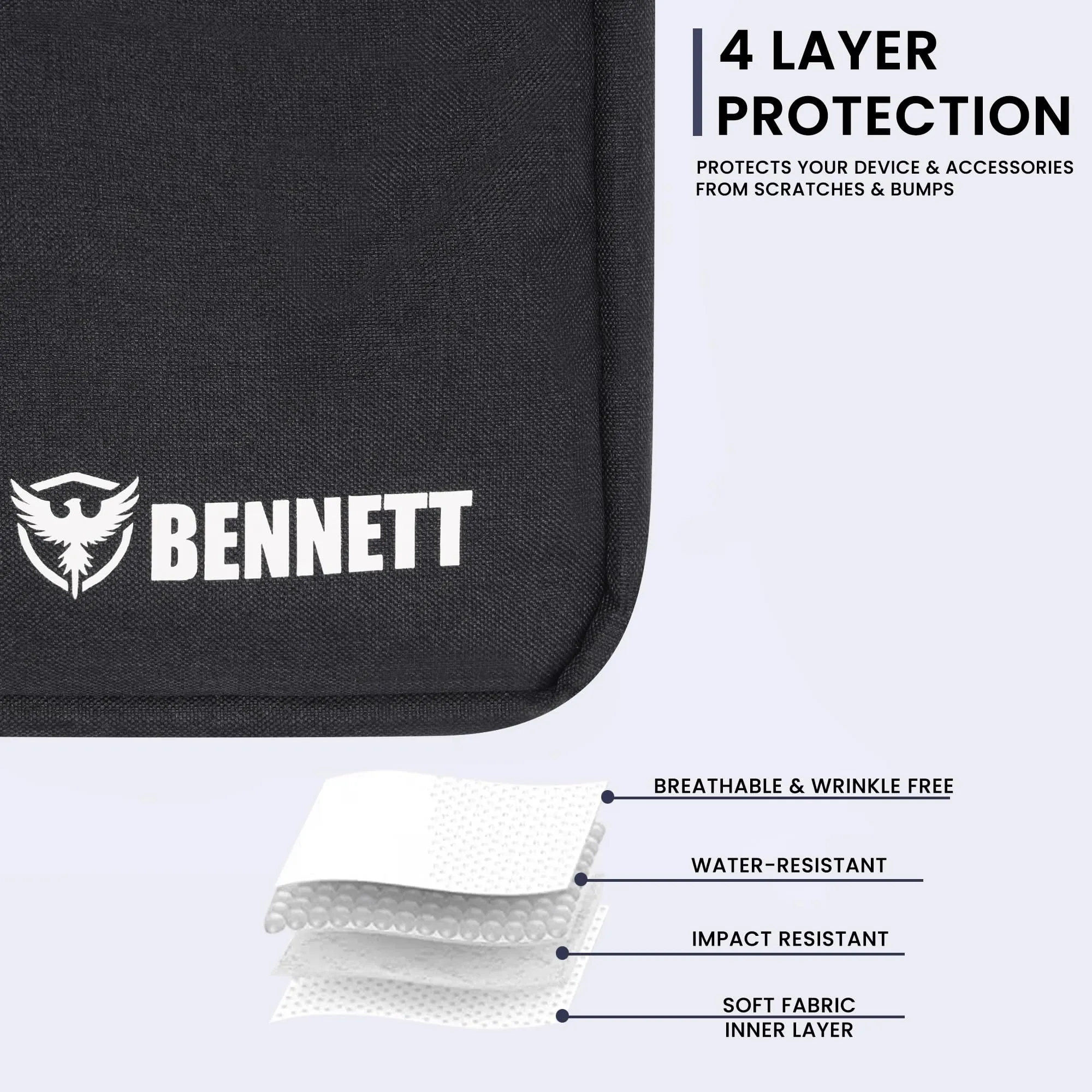 Bennett Nylon Drax Laptop Bag Sleeve Case Cover Pouch for 14.1 and 15.6 inches Laptops, Tablets (Black, Drax Sleeve)