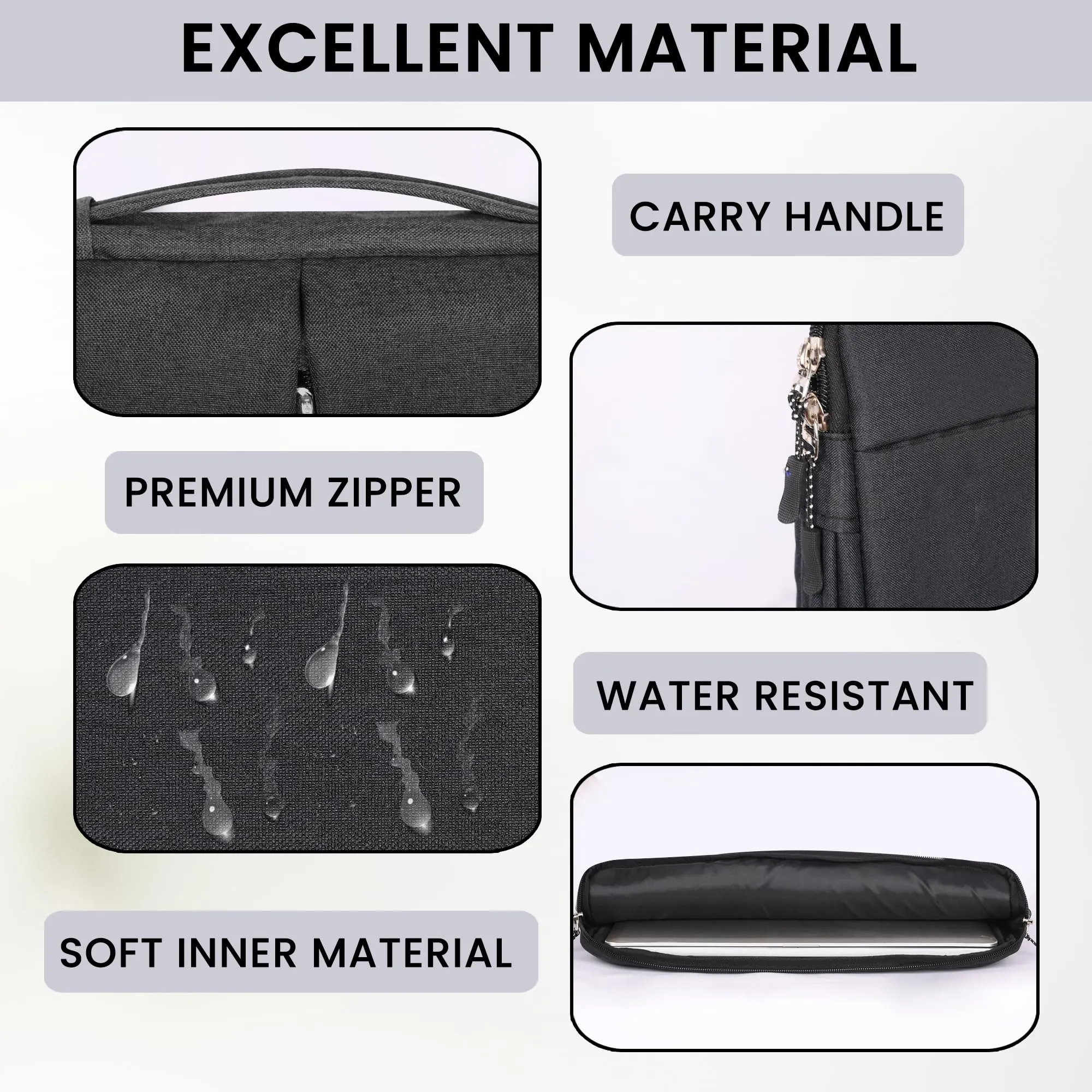 Bennett Nylon Drax Laptop Bag Sleeve Case Cover Pouch for 14.1 and 15.6 inches Laptops, Tablets (Black, Drax Sleeve)