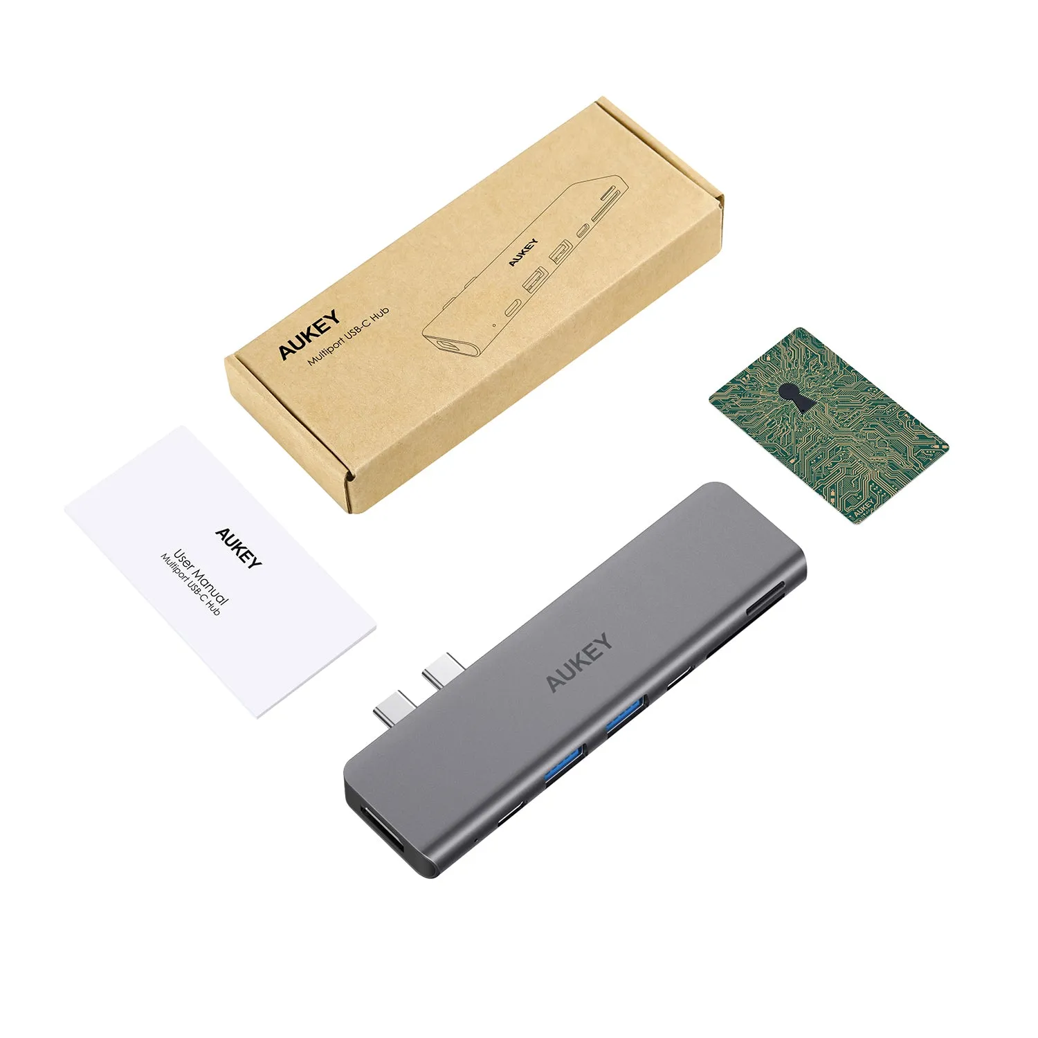 CB-C76 Type C to USB 3.0 7-in-1 Thunderbolt 3 Hub, Aluminium Grey