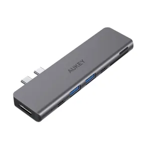 CB-C76 Type C to USB 3.0 7-in-1 Thunderbolt 3 Hub, Aluminium Grey