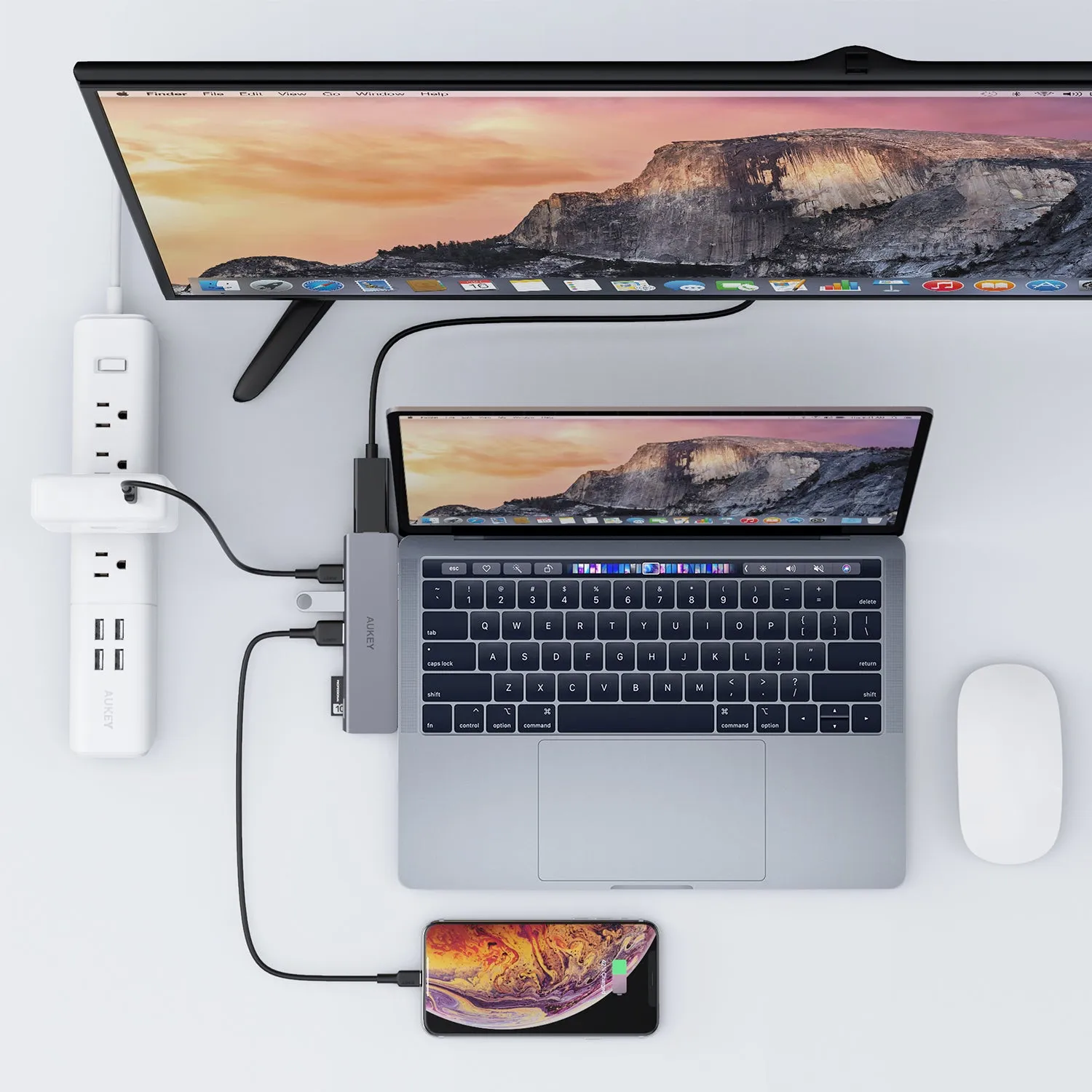 CB-C76 Type C to USB 3.0 7-in-1 Thunderbolt 3 Hub, Aluminium Grey