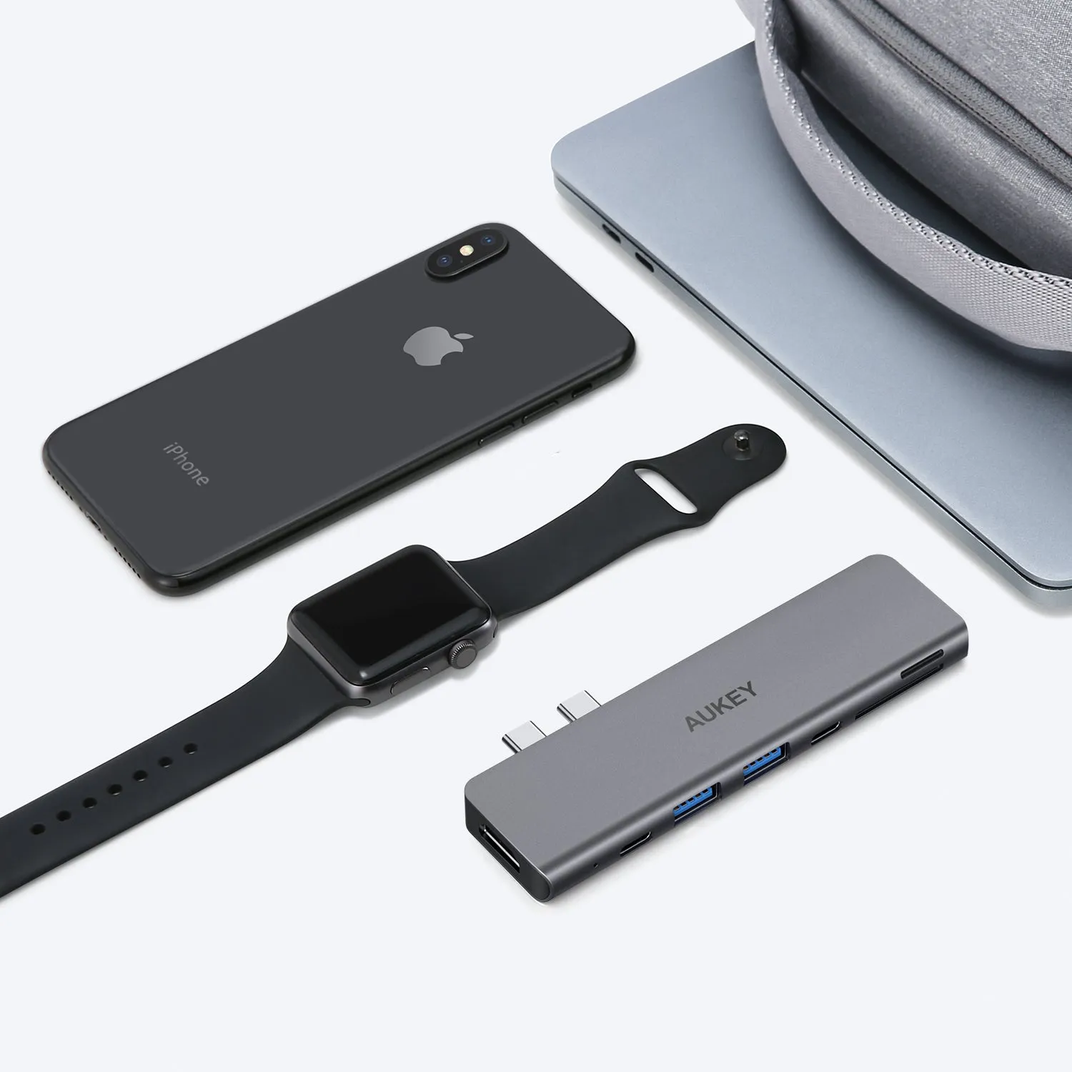 CB-C76 Type C to USB 3.0 7-in-1 Thunderbolt 3 Hub, Aluminium Grey