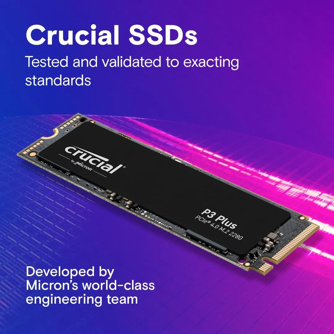 Crucial P3 Plus SSD 2TB M.2 NVMe PCIe Gen4 Internal SSD Blazing Speed and Massive Storage CT2000P3PSSD801