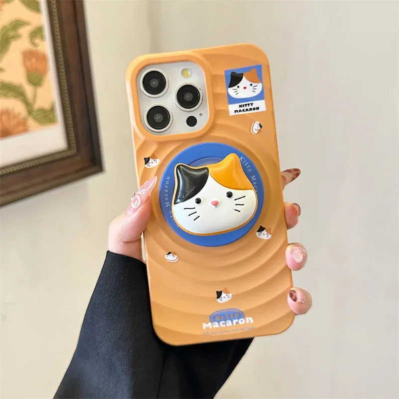 Cute Cat Dog Magnetic Stand Holder MagSafe Phone Case Cover for iPhone