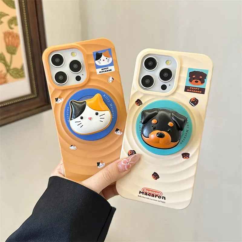 Cute Cat Dog Magnetic Stand Holder MagSafe Phone Case Cover for iPhone