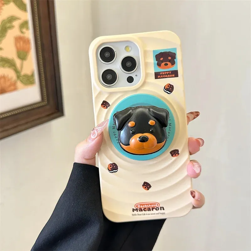 Cute Cat Dog Magnetic Stand Holder MagSafe Phone Case Cover for iPhone