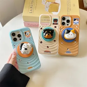 Cute Cat Dog Magnetic Stand Holder MagSafe Phone Case Cover for iPhone