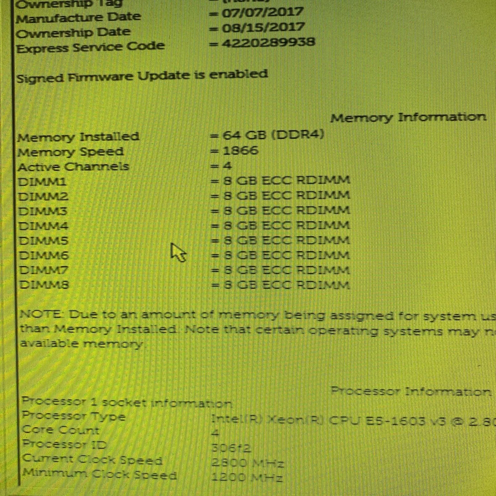 Dell Precision Tower 5810 Intel Xeon E5-1603 v3 2.80GHz 64GB RAM No HDD OS