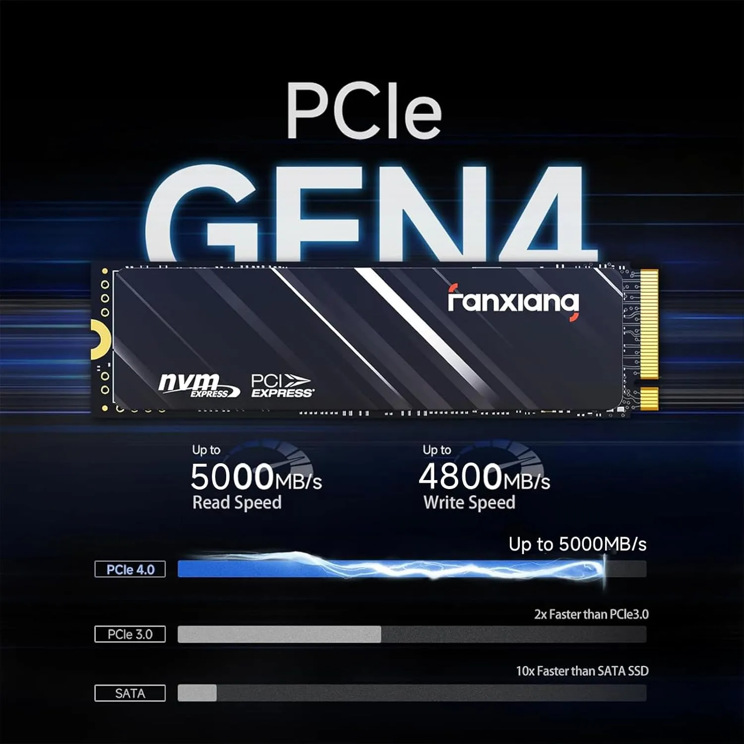 Fanxiang 2TB M.2 NVMe SSD - Up to 5000 MB/s, PCIe Gen 4 x4, 3D TLC NAND with Graphene Cooling, Internal Drive for Laptop & Desktop (SP610)