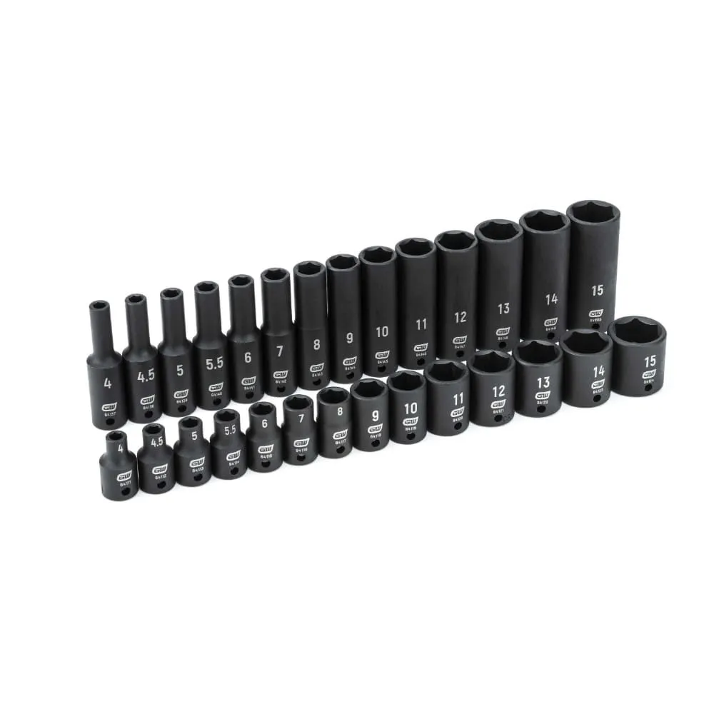 GearWrench 84901 28 Pc. 1/4" Drive 6 Point Standard & Deep Impact Metric Socket Set