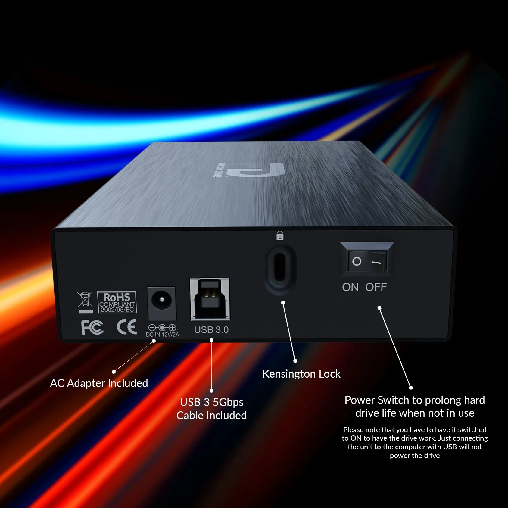 GFORCE 3 External Hard Drive  - 5400RPM, USB 3.0 - New