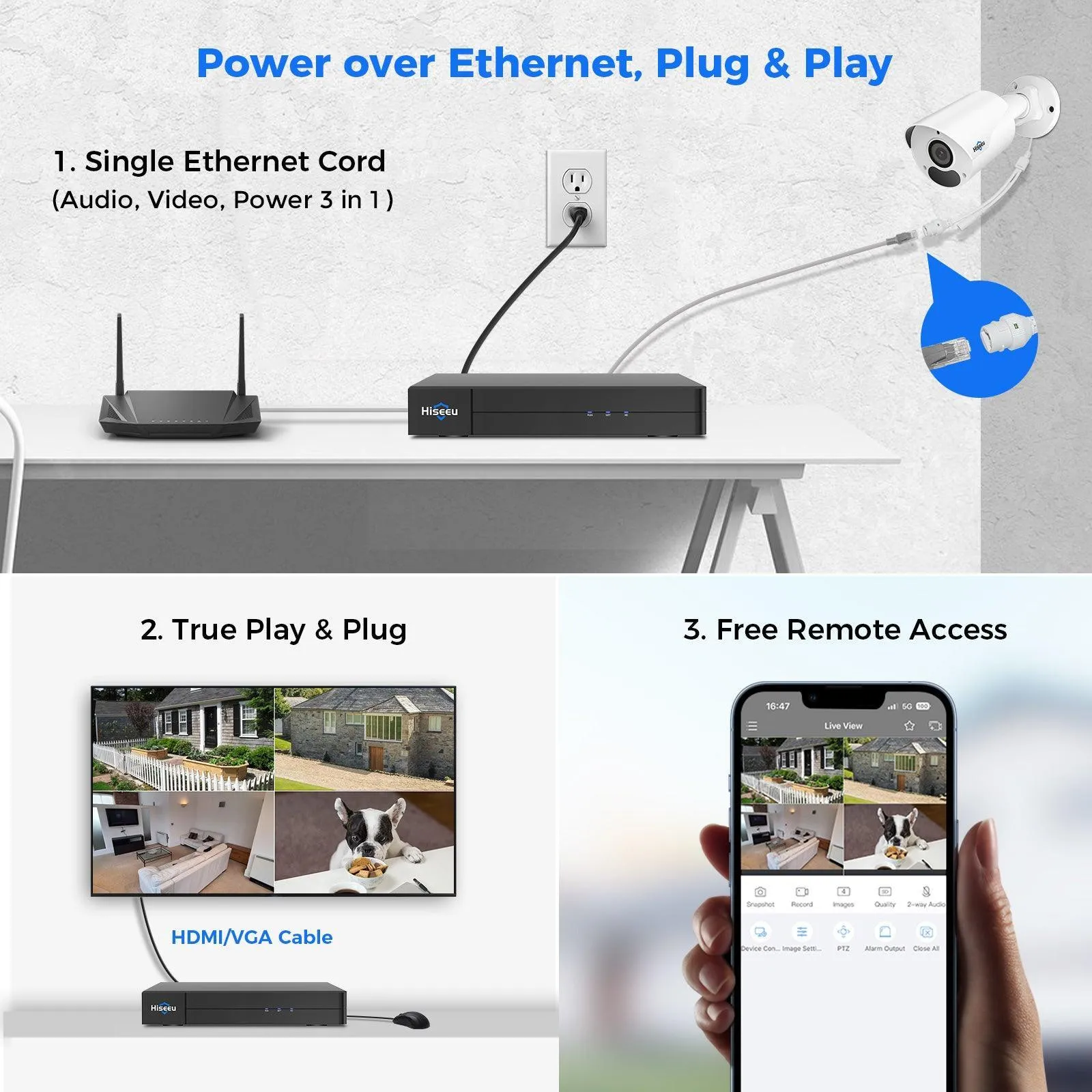 Hiseeu 4K PoE Network Video Recorder NVR, Support 4K/2K/8MP/5MP/3MP/1080P PoE Camera, Free Remote Access, Motion Alarm, 24/7 Recording, Smart Playback, No Hard Disk Drive