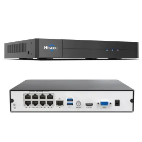 Hiseeu 4K PoE Network Video Recorder NVR, Support 4K/2K/8MP/5MP/3MP/1080P PoE Camera, Free Remote Access, Motion Alarm, 24/7 Recording, Smart Playback, No Hard Disk Drive