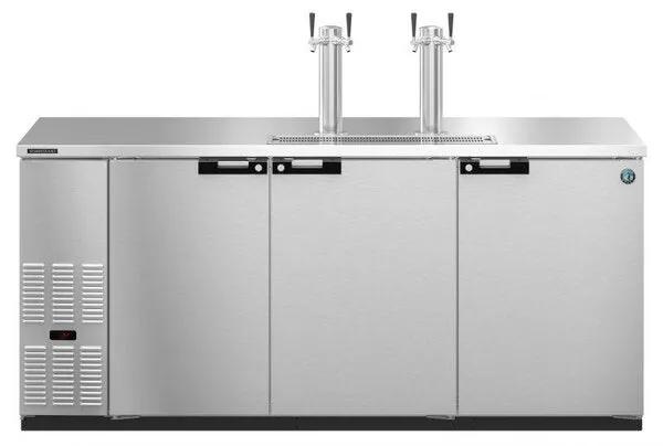Hoshizaki HDD-3-80-S Three Section Refrigerator Stainless Steel Double Tap Kegerator - (4) 1/2 Keg Capacity