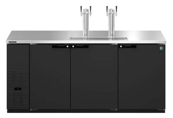 Hoshizaki HDD-3-80 Three Section Refrigerator Black Vinyl Double Tap Kegerator - (4) 1/2 Keg Capacity