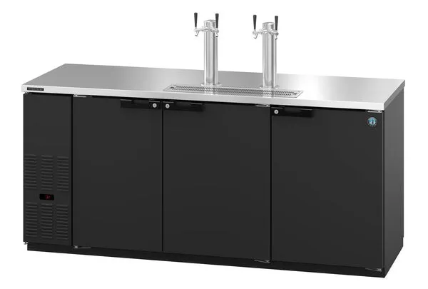 Hoshizaki HDD-3-80 Three Section Refrigerator Black Vinyl Double Tap Kegerator - (4) 1/2 Keg Capacity