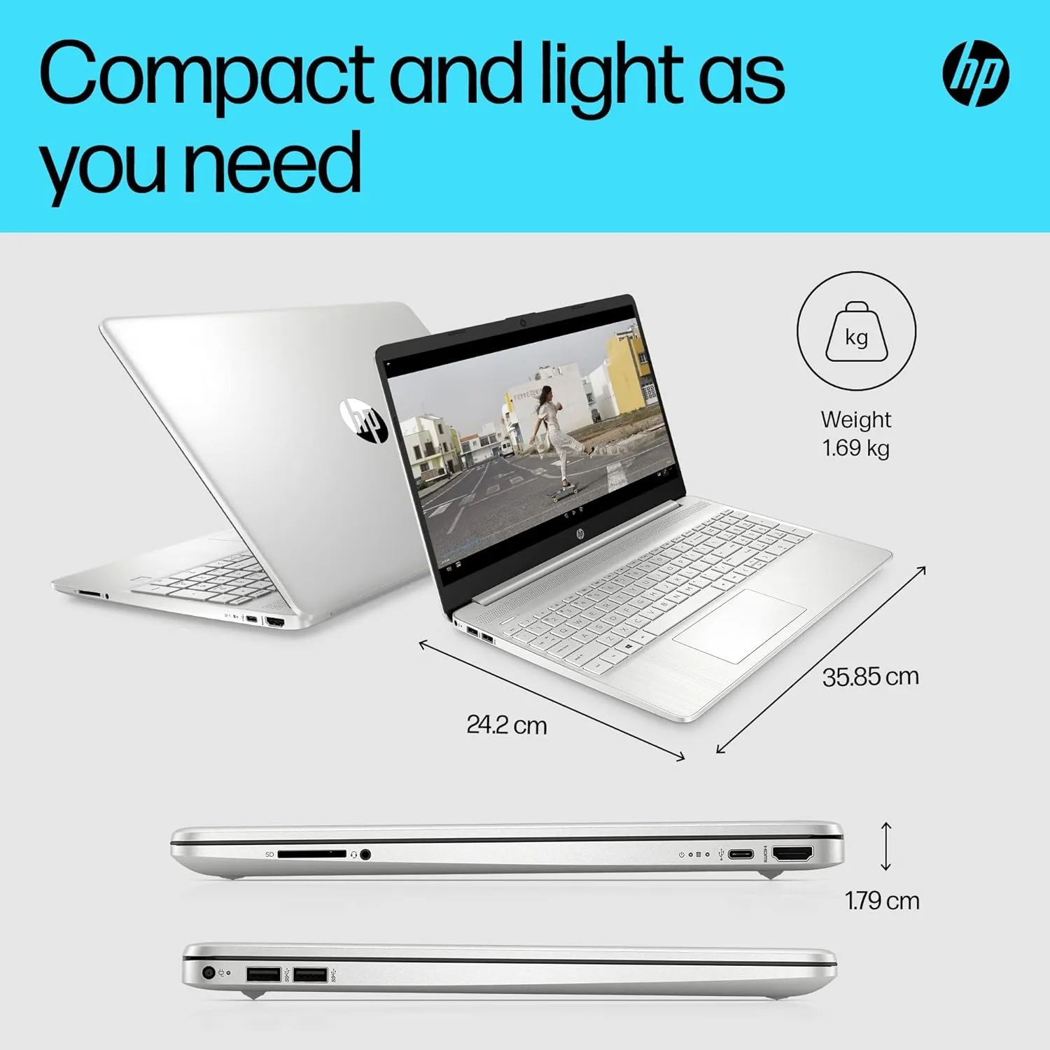 HP 14s Full HD Laptop Intel i3 12th Gen, 4GB RAM, 128GB SSD, 14-inch Windows 11