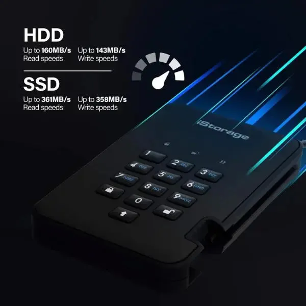 iStorage Diskashur Pin Authenticated Portable Drive 256GB SSD