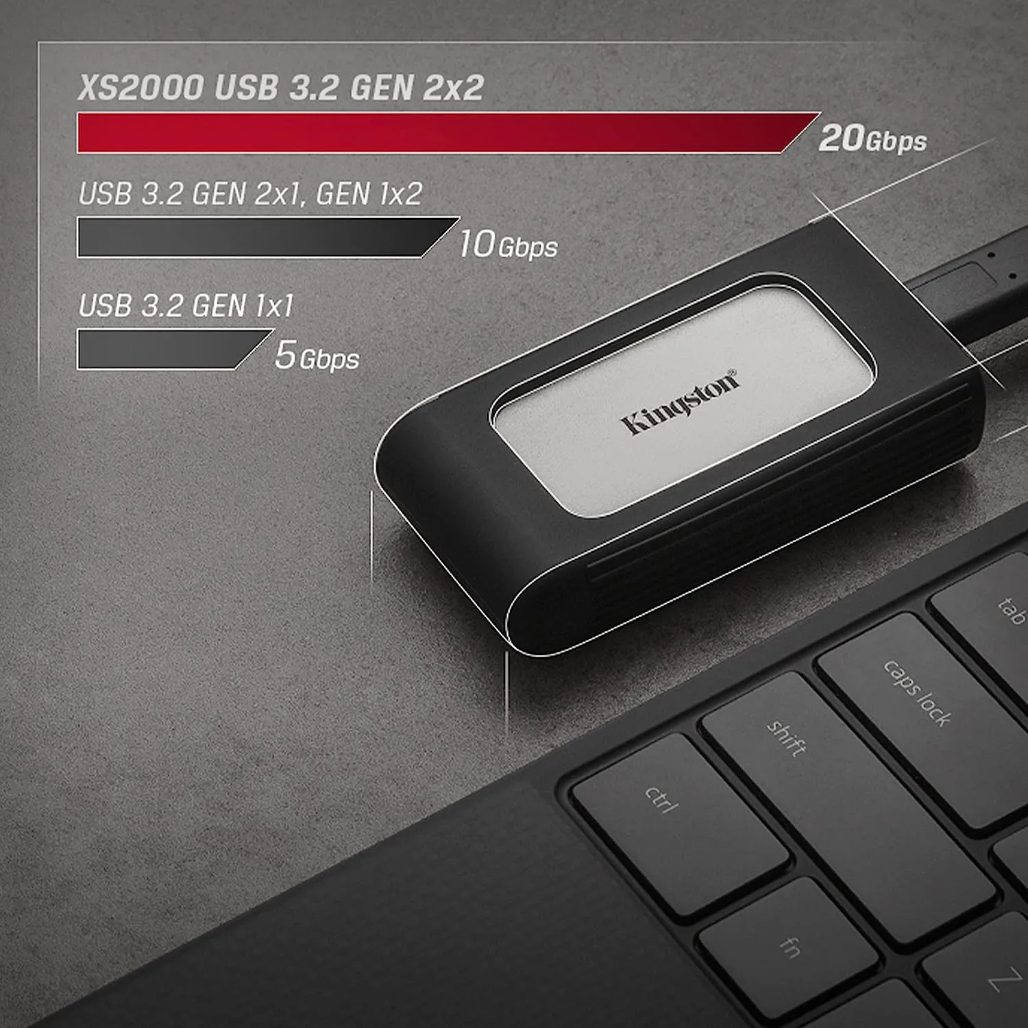 Kingston 500GB XS2000 USB Type-C 3.2 Gen 2x2 Portable SSD SXS2000/500G