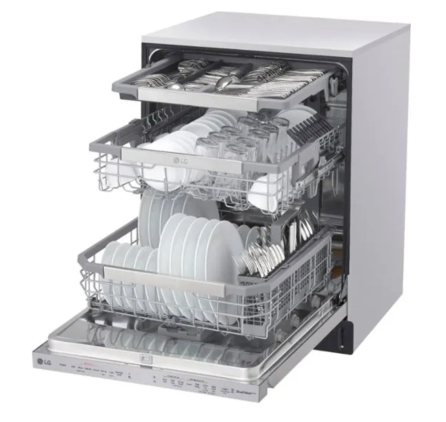 LG - Top Control Dishwasher with QuadWash, TrueSteam, and 3rd Rack - Stainless steel