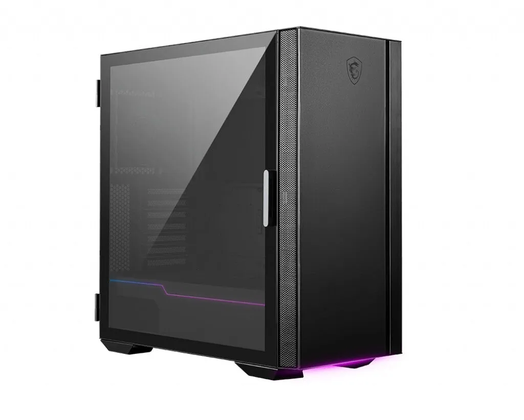 MSI MPG QUIETUDE 100S Mid Tower Silent Computer Case 'Black, 1x 120mm Fan, Fan Controller, USB Type-C, Sound dampening foam, ARGB light strip, Tempered Glass, Center, E-ATX, ATX, mATX, mini-ITX'