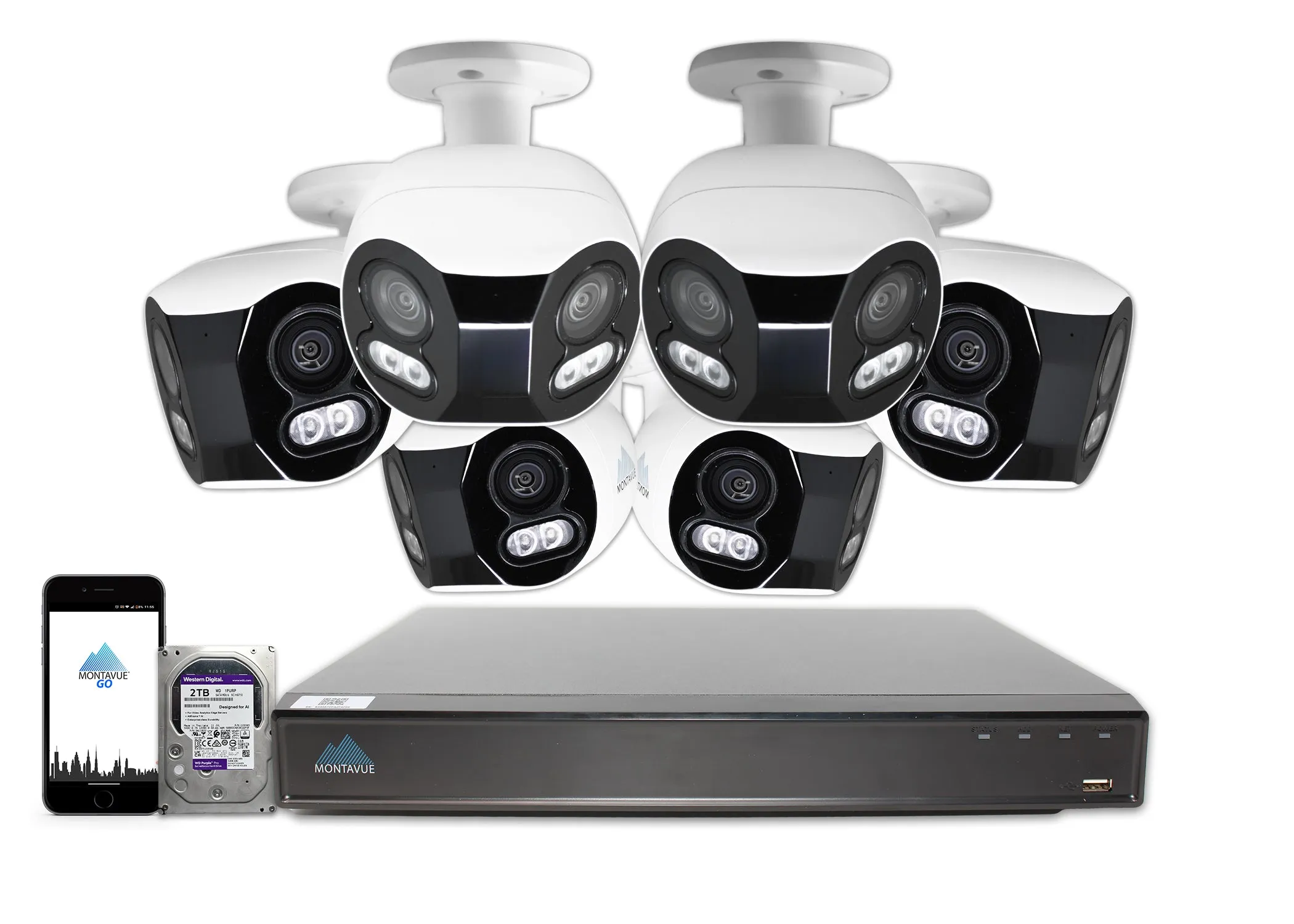 MTB180C-FC-SMD4 Package | 8MP 4K Panoramic Bullet Cameras and 8 Channel 4 Series AI NVR and 2TB HDD
