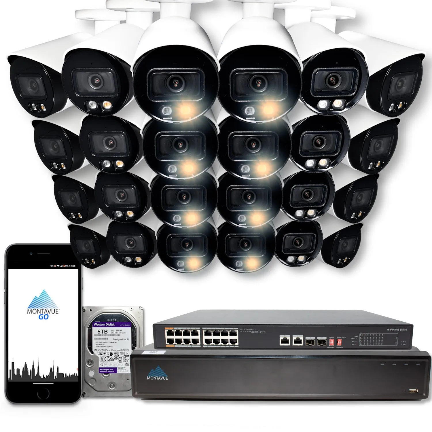 MTB4095 Package | 4MP 2K SMD  Bullet Cameras and 32 Channel NVR with 6TB HDD