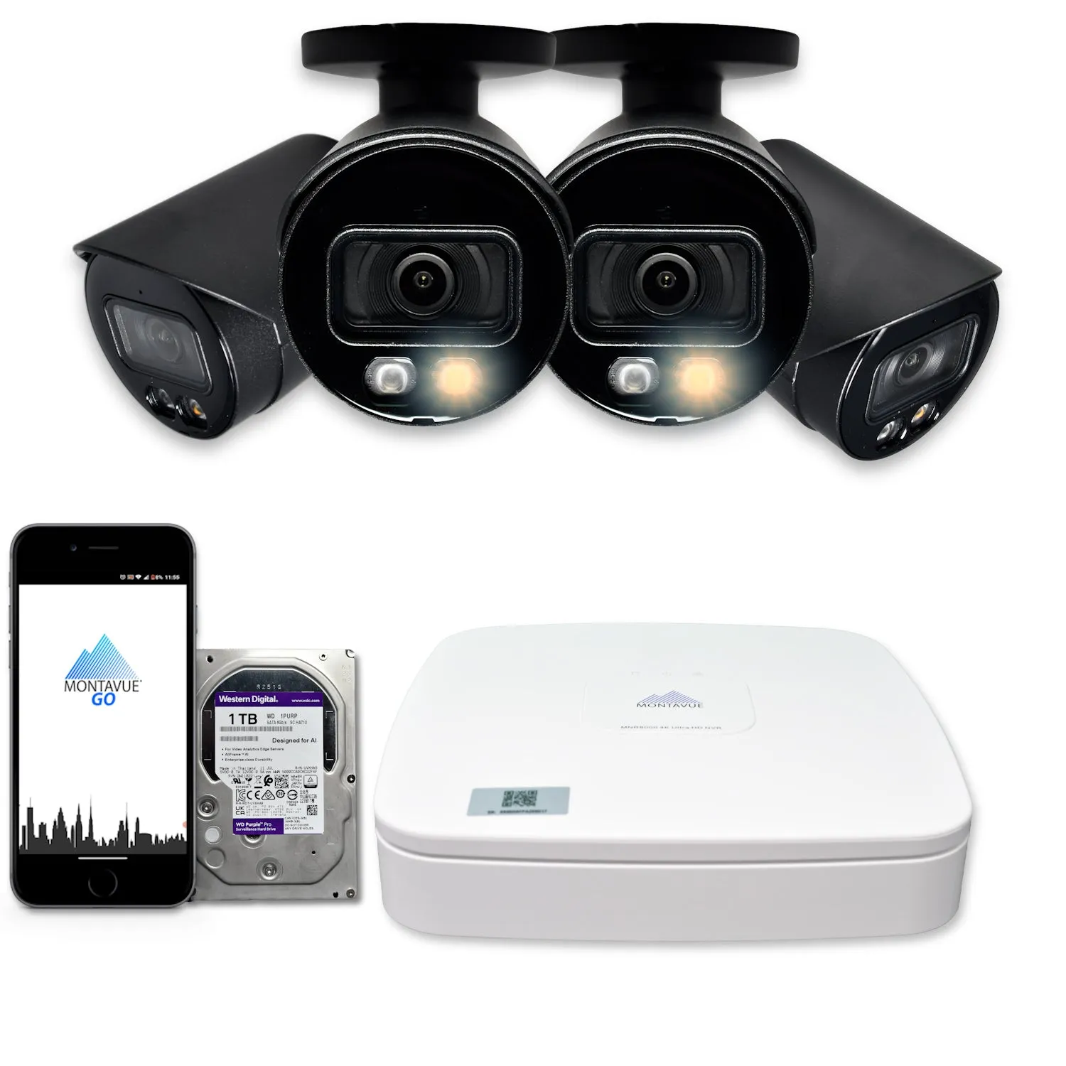 MTB4095 Package | 4MP 2K SMD  Bullet Cameras and 4 Channel NVR with 1TB HDD