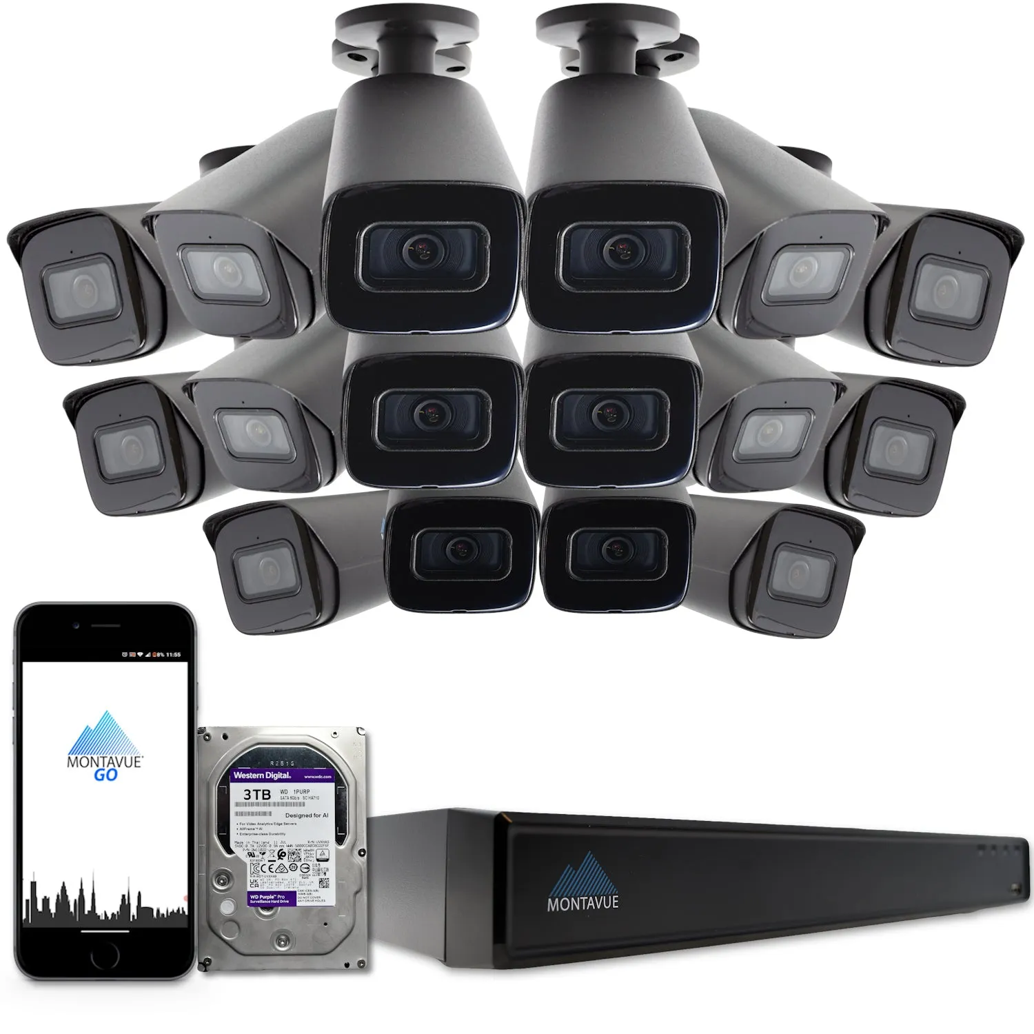 MTB8108-X Package | 8MP 4K SMD 4.0 Bullet Cameras and 16 Channel NVR with 3TB HDD