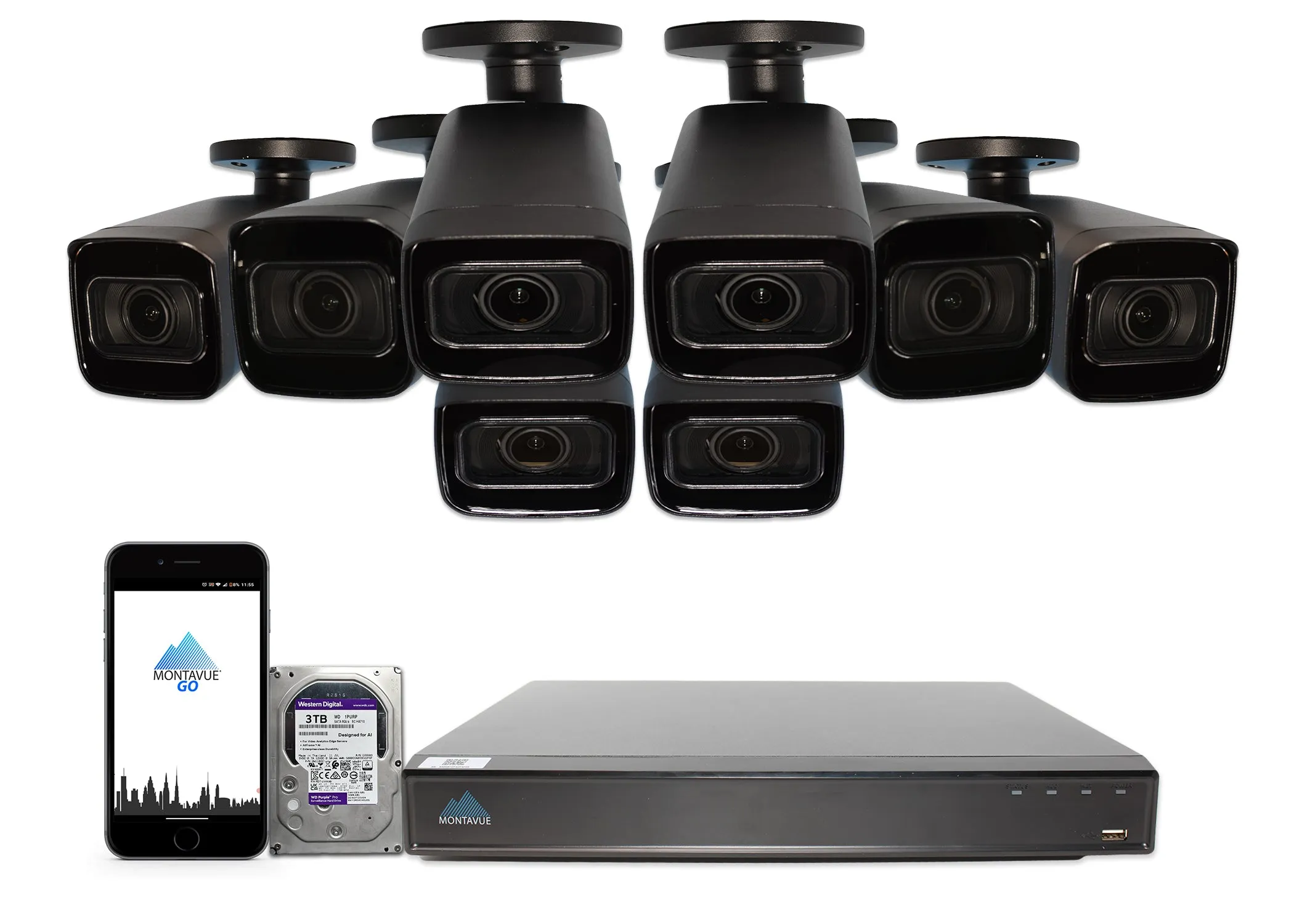 MTB8113-V-AISMD Package | 8MP 4K Smart Varifocal Bullet Cameras and 16 Channel 4 Series AI NVR and 3TB HDD
